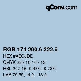 カラーコード: RGB 174 200.6 222.6 | qconv.com
