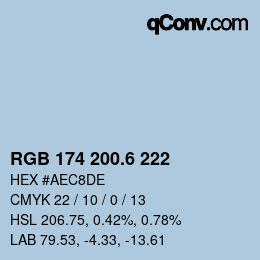 カラーコード: RGB 174 200.6 222 | qconv.com