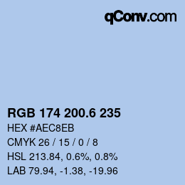 カラーコード: RGB 174 200.6 235 | qconv.com