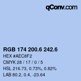 カラーコード: RGB 174 200.6 242.6 | qconv.com