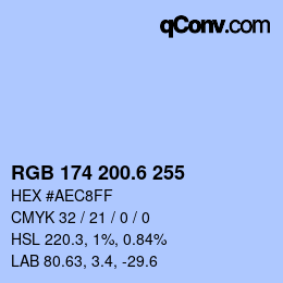 カラーコード: RGB 174 200.6 255 | qconv.com