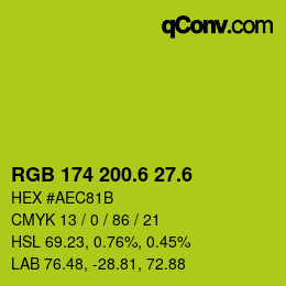 カラーコード: RGB 174 200.6 27.6 | qconv.com