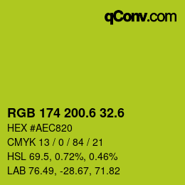 カラーコード: RGB 174 200.6 32.6 | qconv.com
