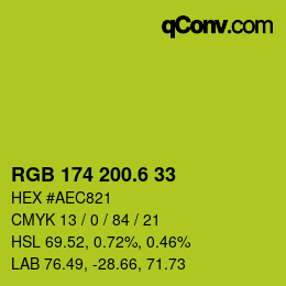 カラーコード: RGB 174 200.6 33 | qconv.com