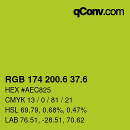 カラーコード: RGB 174 200.6 37.6 | qconv.com