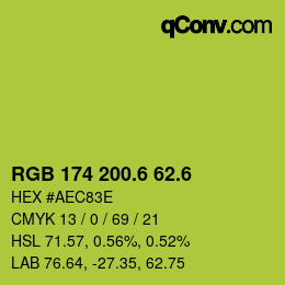カラーコード: RGB 174 200.6 62.6 | qconv.com