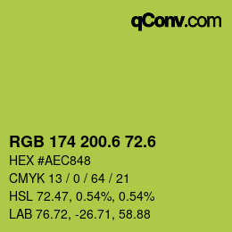 カラーコード: RGB 174 200.6 72.6 | qconv.com