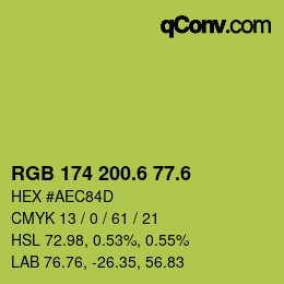 カラーコード: RGB 174 200.6 77.6 | qconv.com