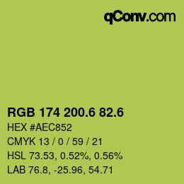カラーコード: RGB 174 200.6 82.6 | qconv.com