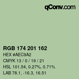 Color code: RGB 174 201 162 | qconv.com