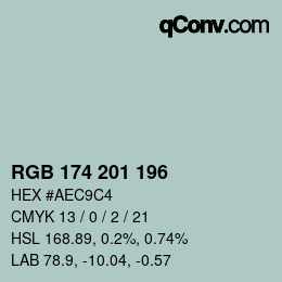 Color code: RGB 174 201 196 | qconv.com