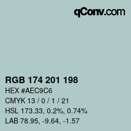 Color code: RGB 174 201 198 | qconv.com