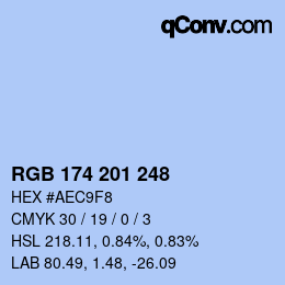 Color code: RGB 174 201 248 | qconv.com