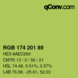 Color code: RGB 174 201 89 | qconv.com