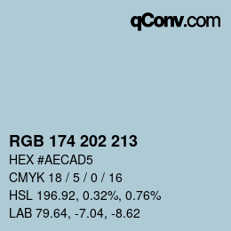 Color code: RGB 174 202 213 | qconv.com
