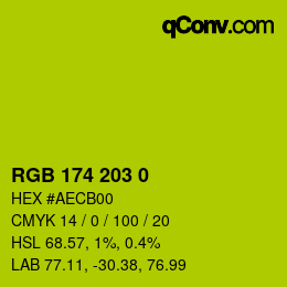 カラーコード: RGB 174 203 0 | qconv.com