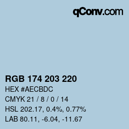Código de color: RGB 174 203 220 | qconv.com