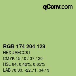 Código de color: RGB 174 204 129 | qconv.com