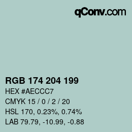Color code: RGB 174 204 199 | qconv.com