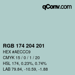 Color code: RGB 174 204 201 | qconv.com