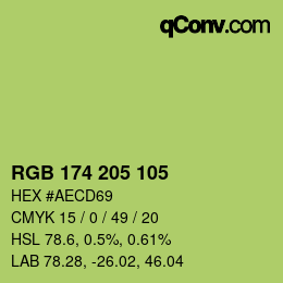 Color code: RGB 174 205 105 | qconv.com