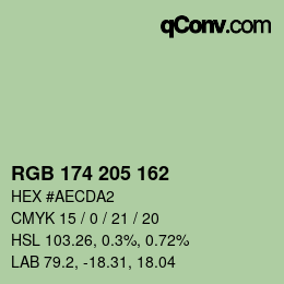 Color code: RGB 174 205 162 | qconv.com