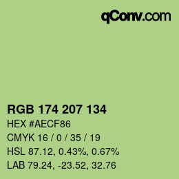 Color code: RGB 174 207 134 | qconv.com