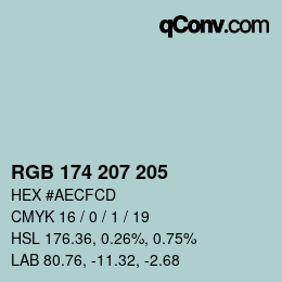 Color code: RGB 174 207 205 | qconv.com