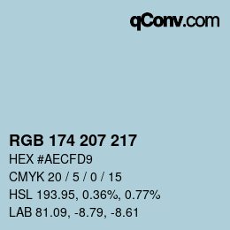 Código de color: RGB 174 207 217 | qconv.com