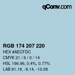 カラーコード: RGB 174 207 220 | qconv.com