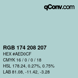 カラーコード: RGB 174 208 207 | qconv.com