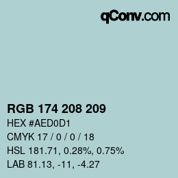 カラーコード: RGB 174 208 209 | qconv.com
