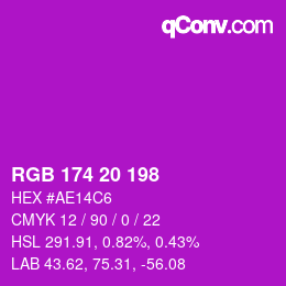 カラーコード: RGB 174 20 198 | qconv.com