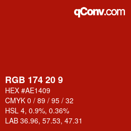 Color code: RGB 174 20 9 | qconv.com