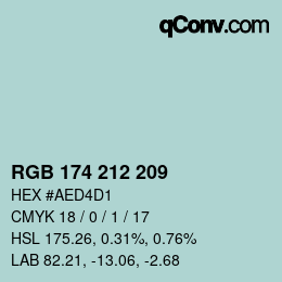カラーコード: RGB 174 212 209 | qconv.com