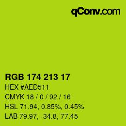 颜色代码: RGB 174 213 17 | qconv.com