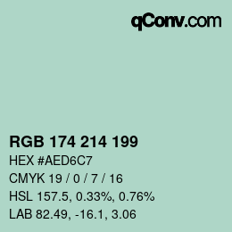 Código de color: RGB 174 214 199 | qconv.com