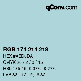 カラーコード: RGB 174 214 218 | qconv.com