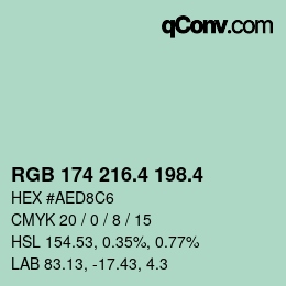 カラーコード: RGB 174 216.4 198.4 | qconv.com
