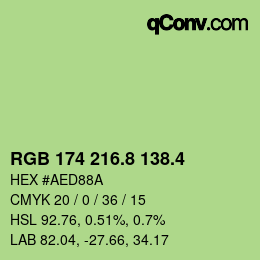カラーコード: RGB 174 216.8 138.4 | qconv.com