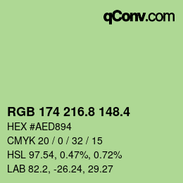 カラーコード: RGB 174 216.8 148.4 | qconv.com