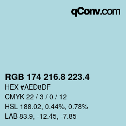カラーコード: RGB 174 216.8 223.4 | qconv.com