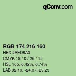 Color code: RGB 174 216 160 | qconv.com