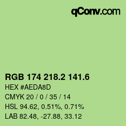 カラーコード: RGB 174 218.2 141.6 | qconv.com