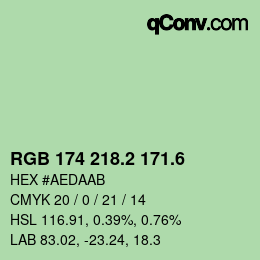カラーコード: RGB 174 218.2 171.6 | qconv.com