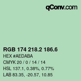カラーコード: RGB 174 218.2 186.6 | qconv.com
