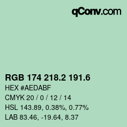 カラーコード: RGB 174 218.2 191.6 | qconv.com