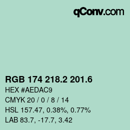カラーコード: RGB 174 218.2 201.6 | qconv.com
