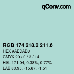 カラーコード: RGB 174 218.2 211.6 | qconv.com