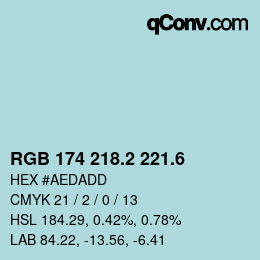 カラーコード: RGB 174 218.2 221.6 | qconv.com